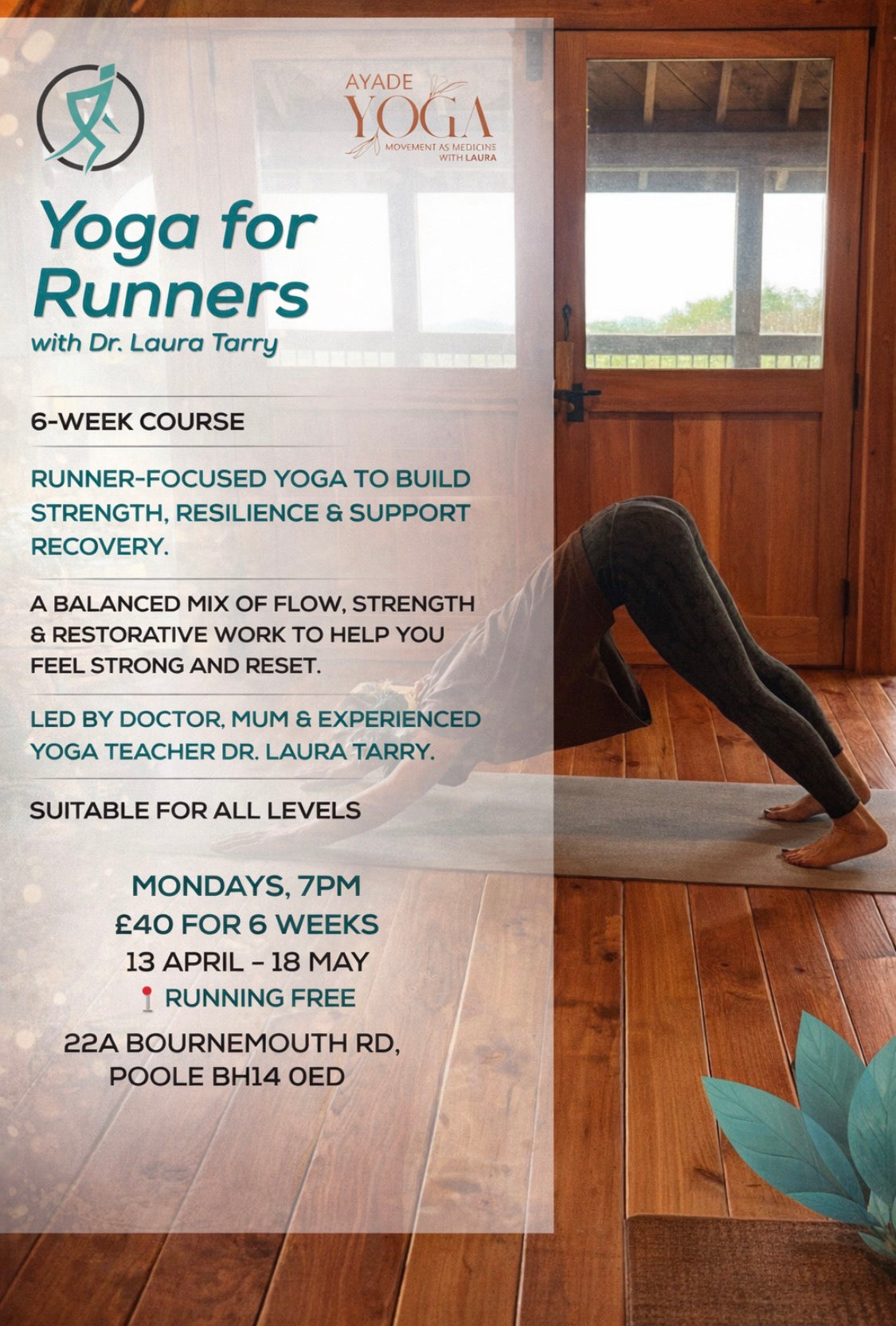 Yoga for runners - Six week course starting 7pm Mon 13th April 2026